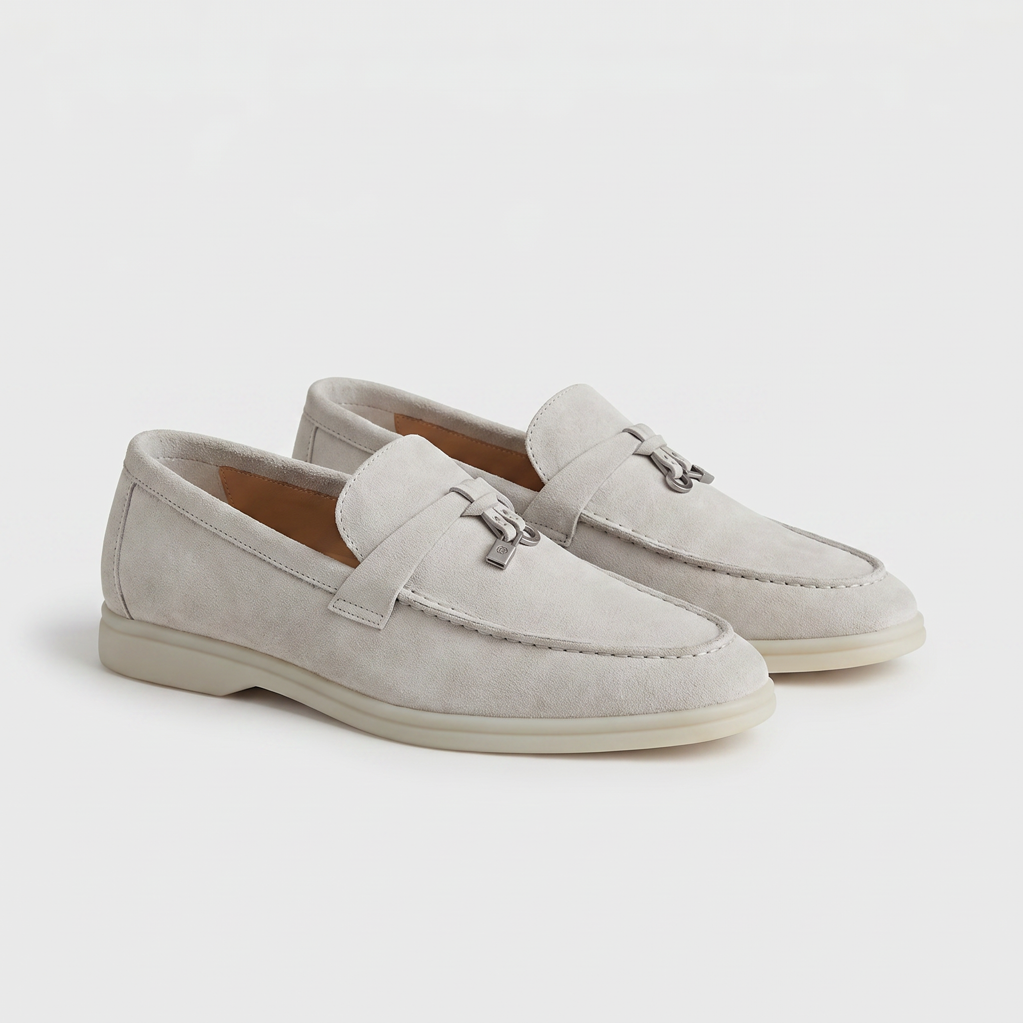 Wildleder-Slipper Damen Kreideweiß
