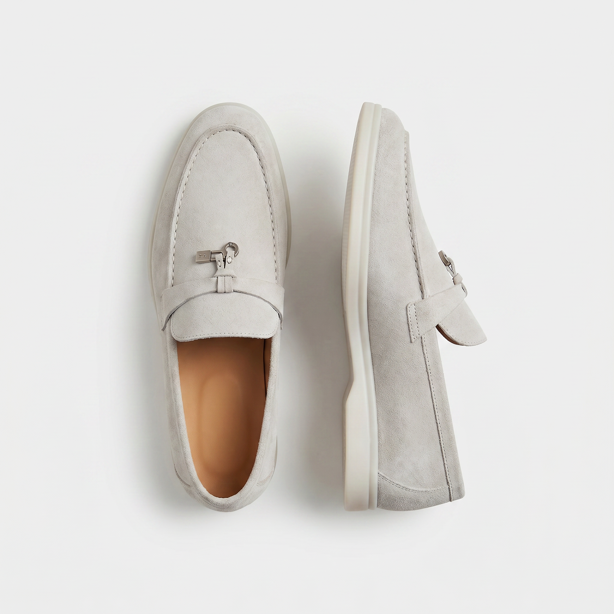 Wildleder-Slipper Damen Kreideweiß