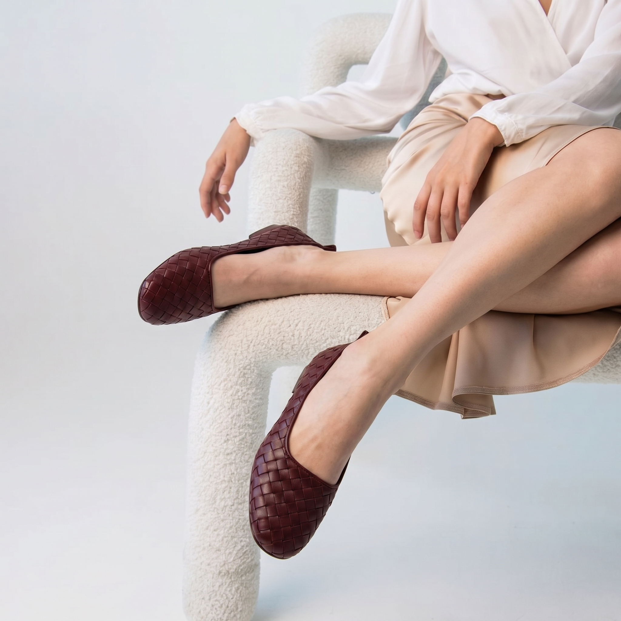Riva Woven Ballet Shoes Women Burgundy
