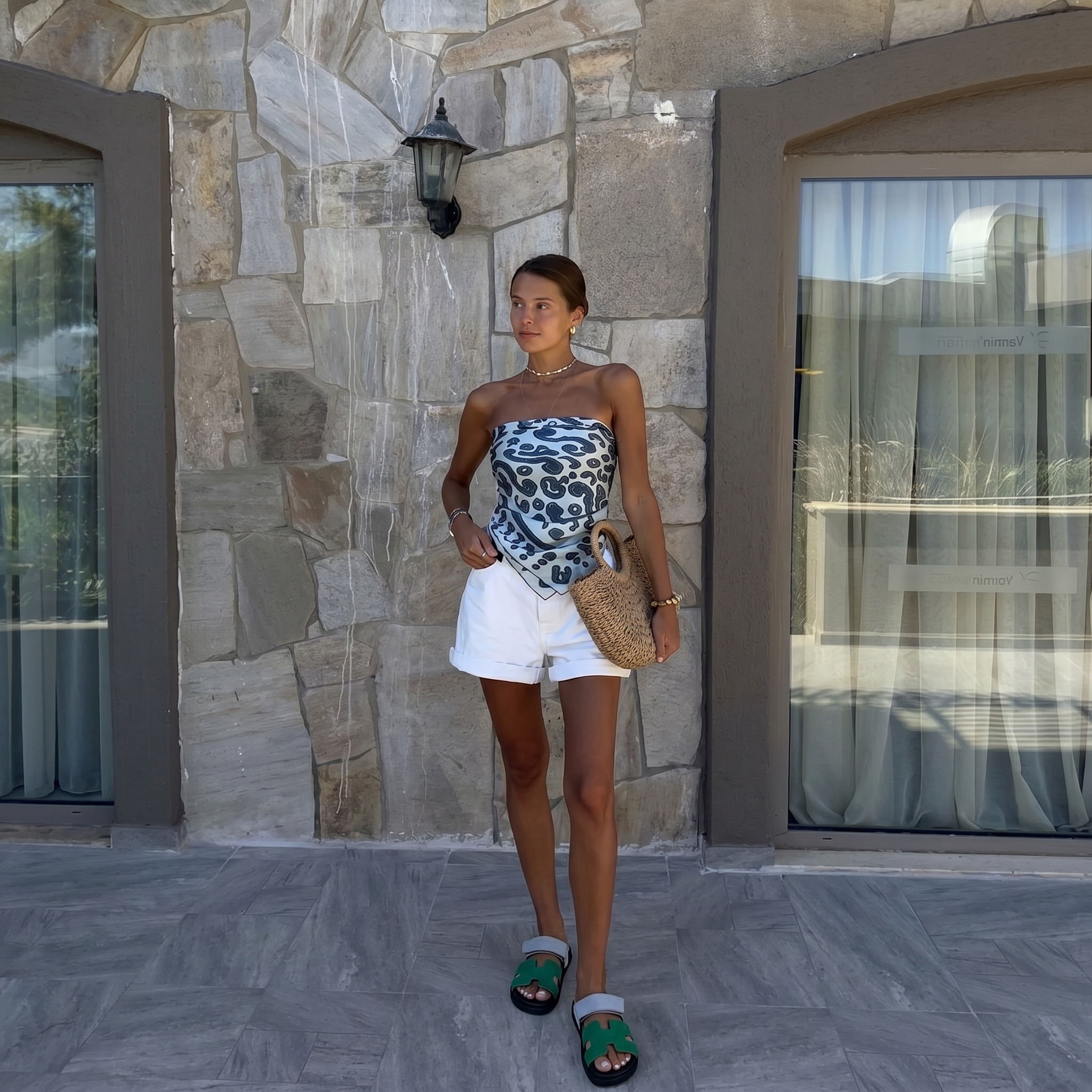 Cannes Suede Slide Women Green Grey