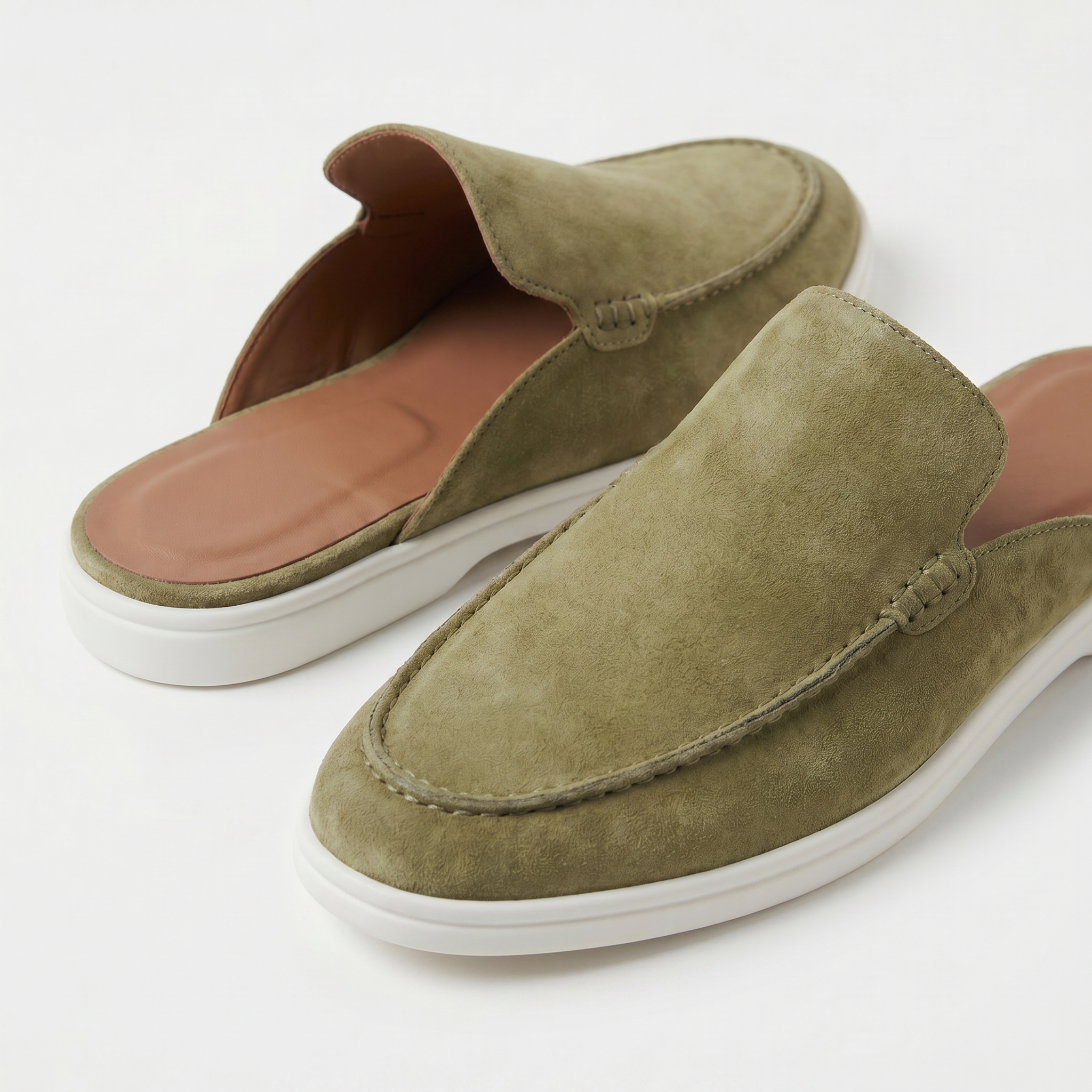 Positano Suede Mule Olive
