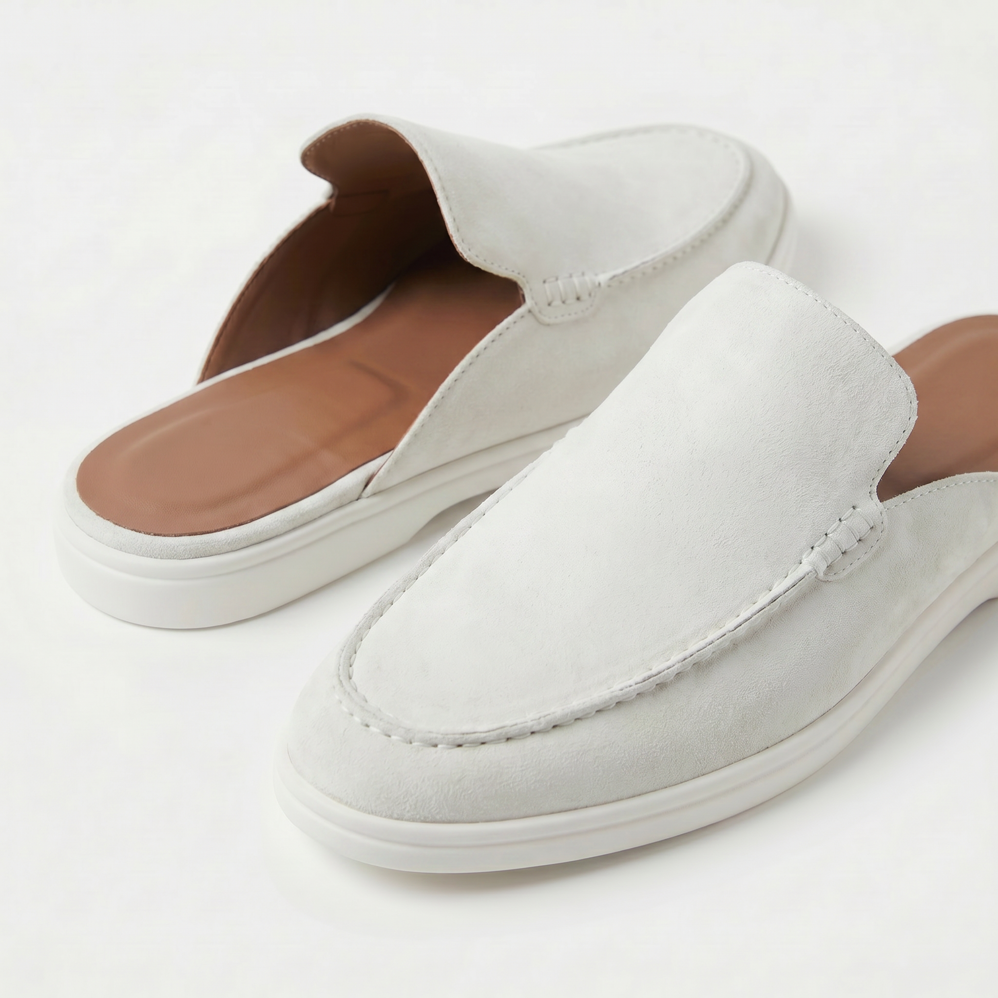 Positano Suede Mule Chalk White