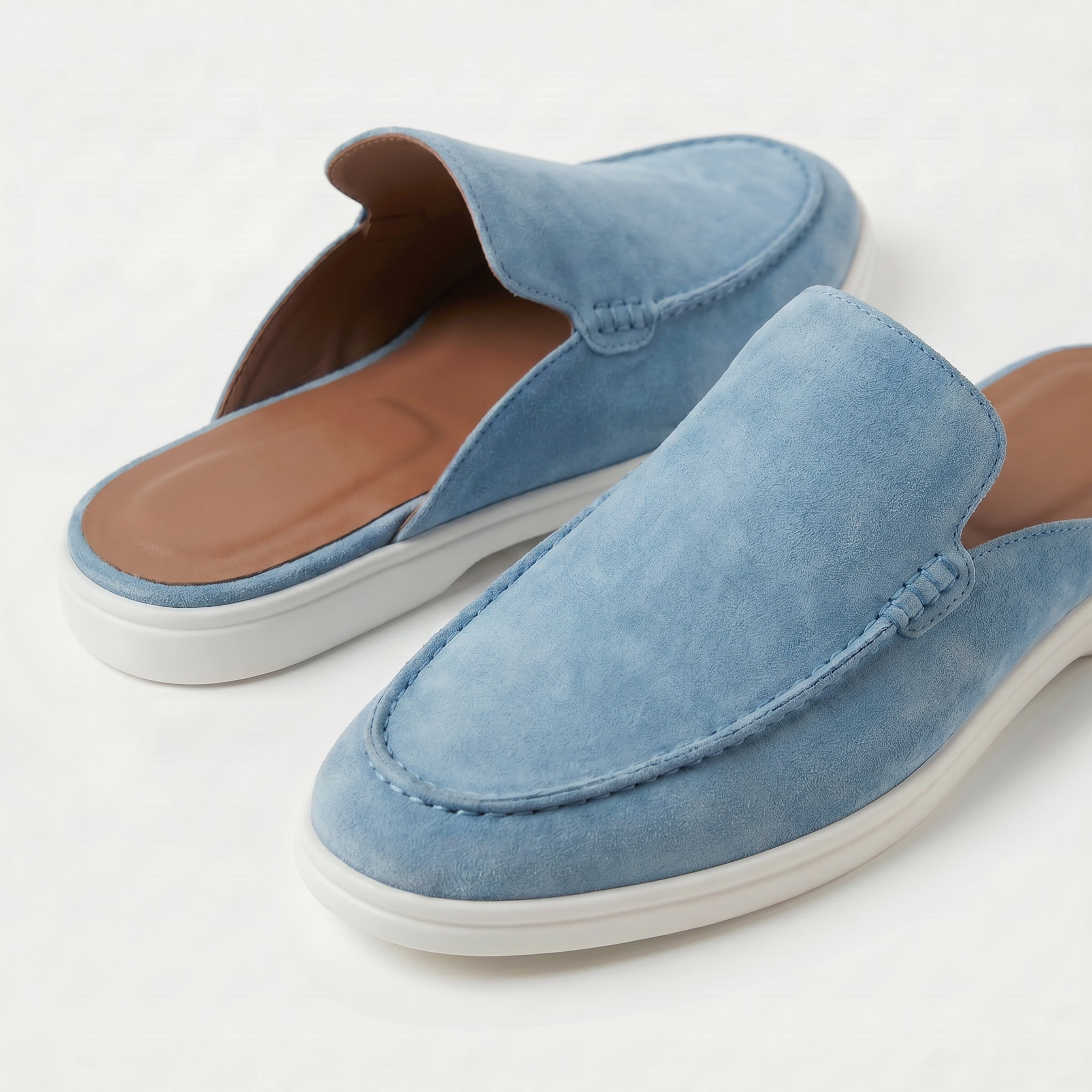 Positano Suede Mule Sky Blue
