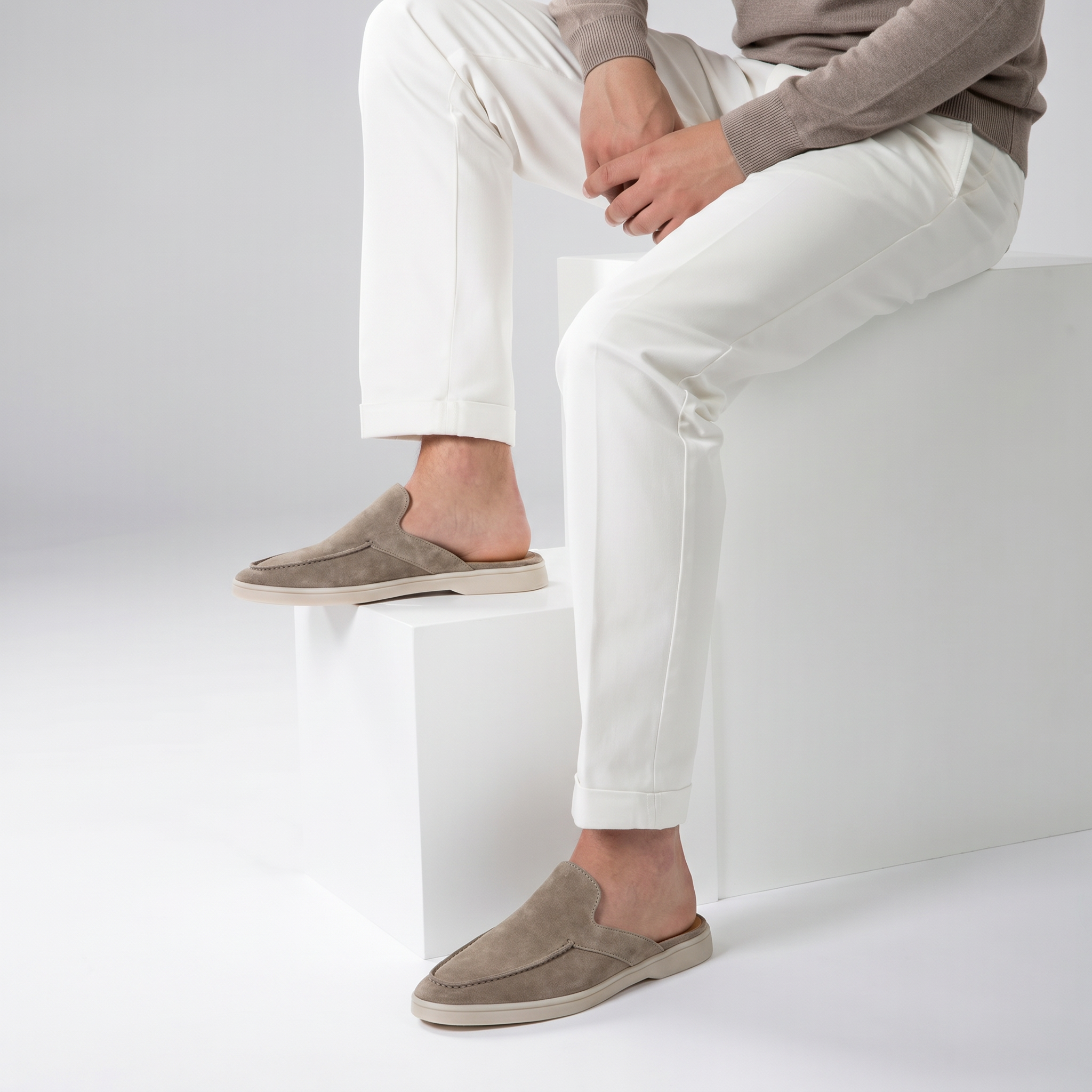 Positano Suede Mule Taupe