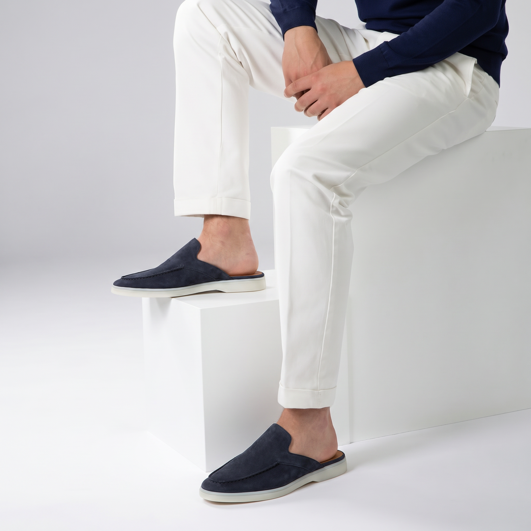 Positano Suede Mule II Navy