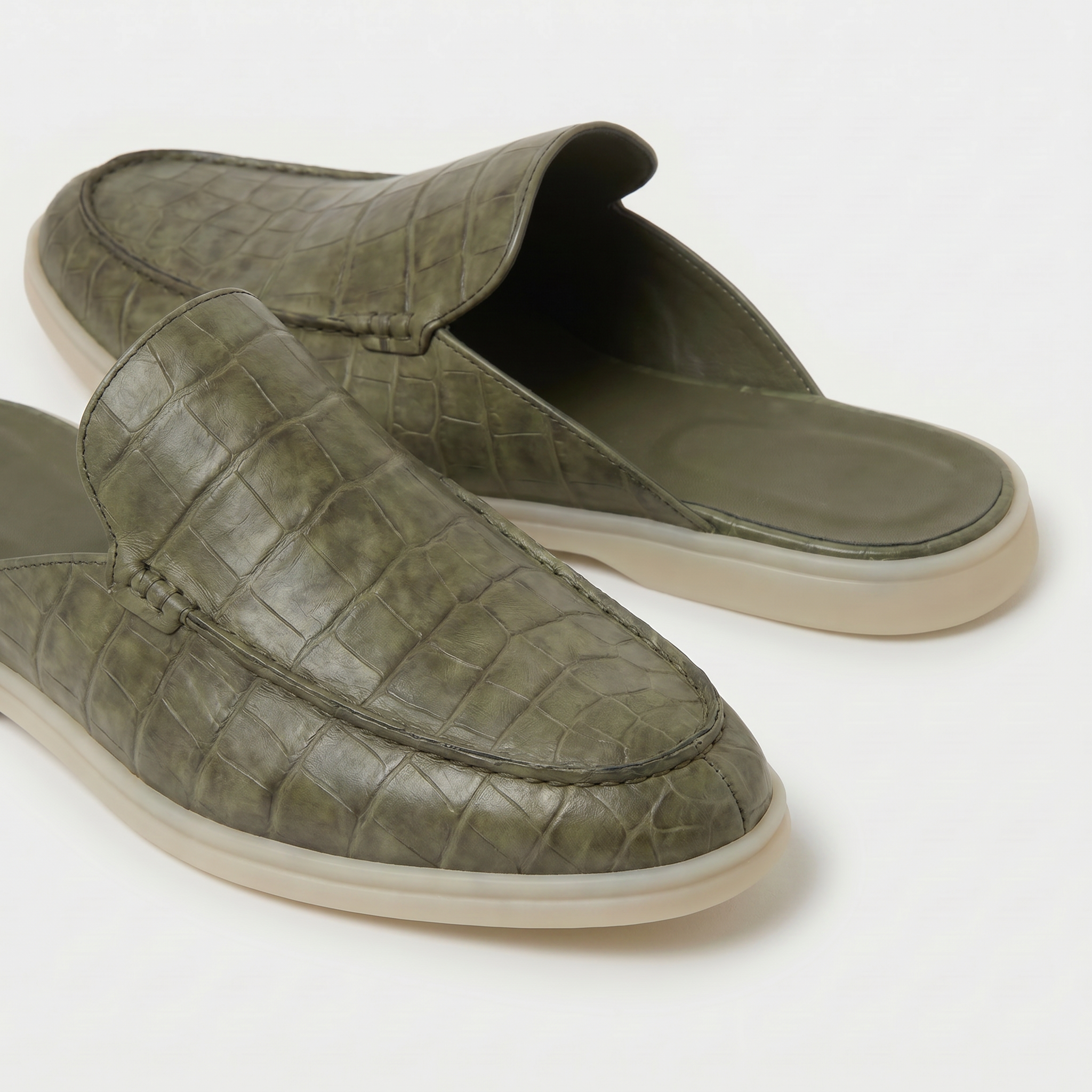 Positano Croco Mule Olive